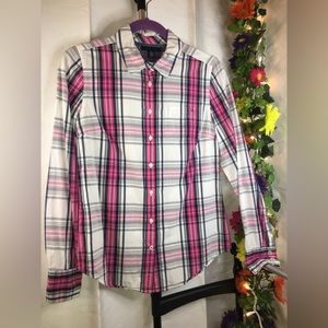 Tommy Hilfiger | Women’s Long Sleeve Plaid Pattern Button Down Blouse Top